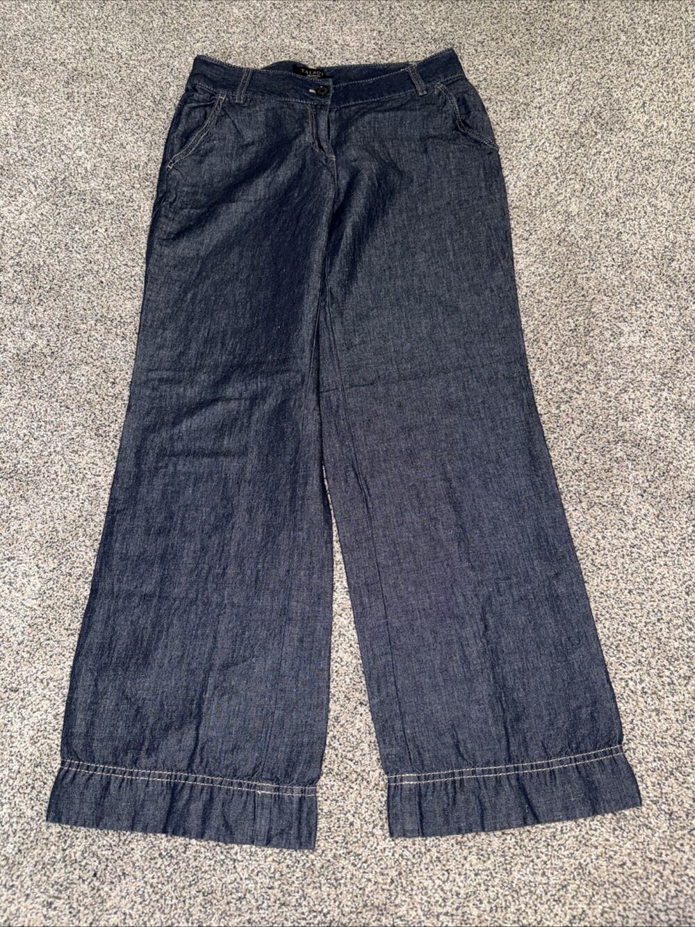 Talbots Chambray Linen Wide Leg Pants Size 2P